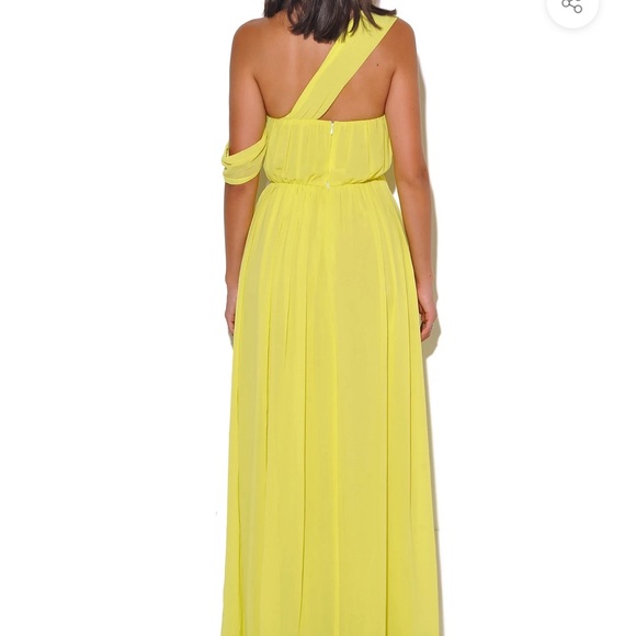 Paradise High Slit Yellow Chiffon Maxi Dress - Picture 5 of 14